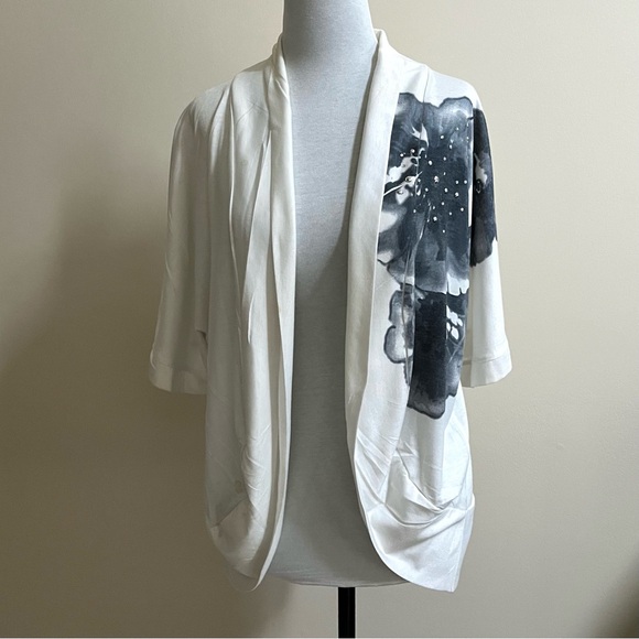ALYX~Cardigan-Size Large~White with Black Flowers - Picture 5 of 7